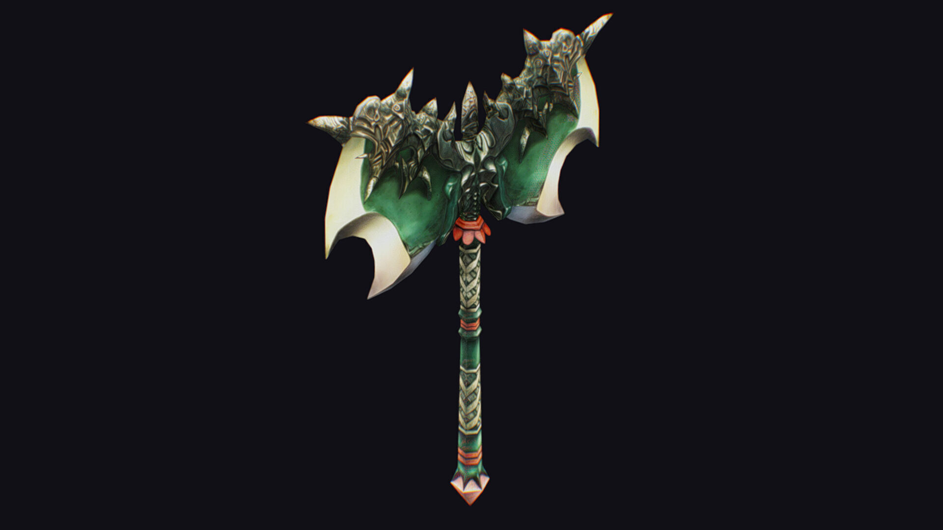 Axe Twohanded Large Weapon Cutting Fantasy Melee Hatchet Low-poly 3D model_3