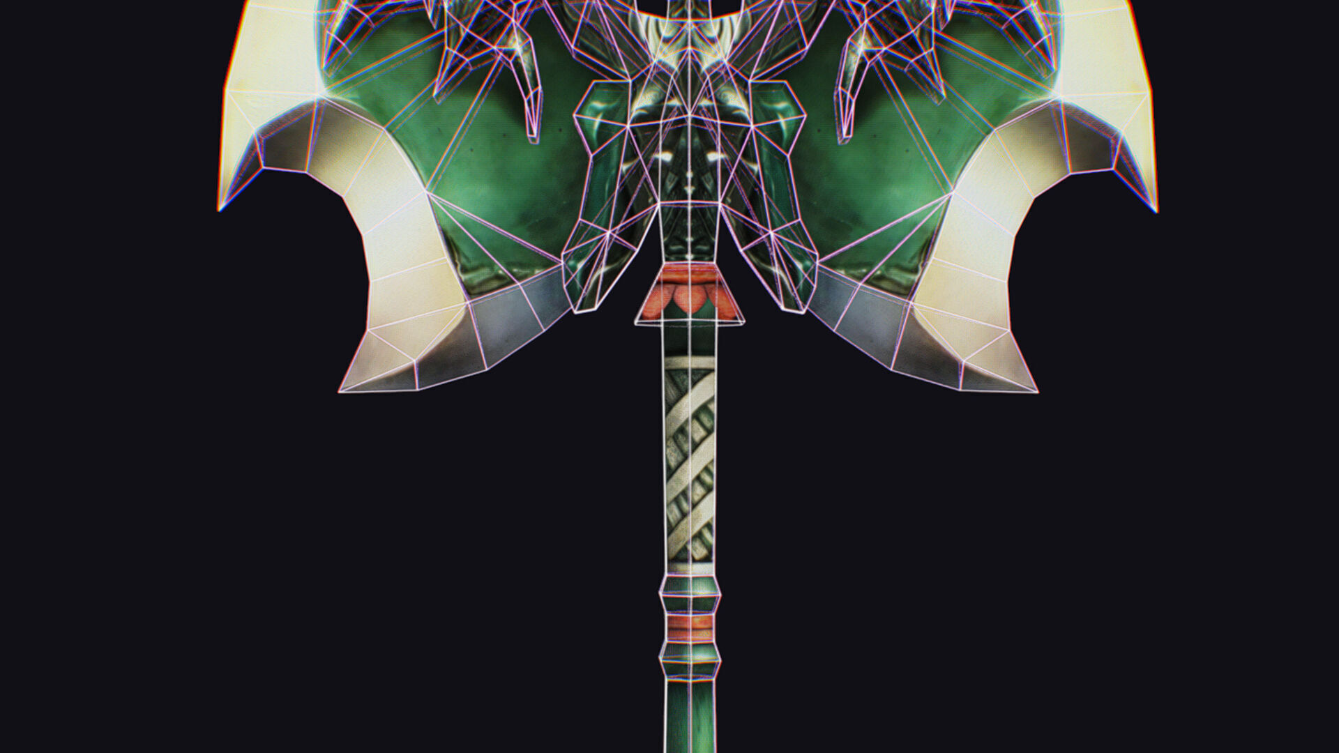 Axe Twohanded Large Weapon Cutting Fantasy Melee Hatchet Low-poly 3D model_16