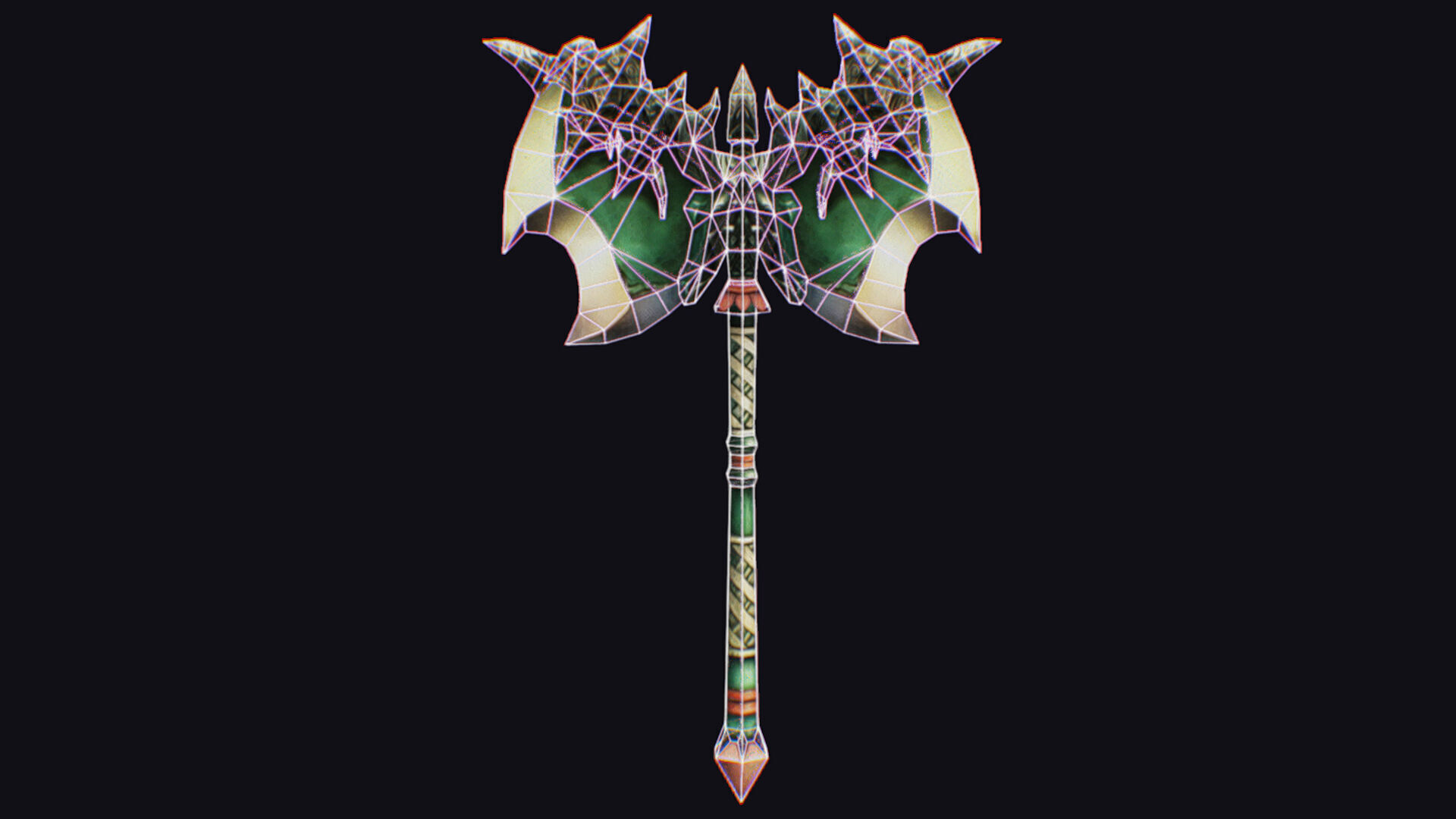 Axe Twohanded Large Weapon Cutting Fantasy Melee Hatchet Low-poly 3D model_13