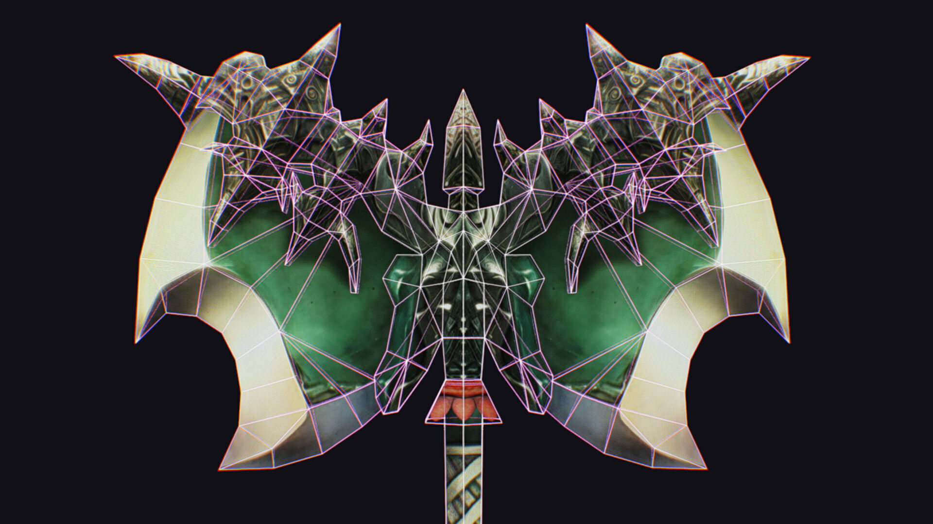 Axe Twohanded Large Weapon Cutting Fantasy Melee Hatchet Low-poly 3D model_15