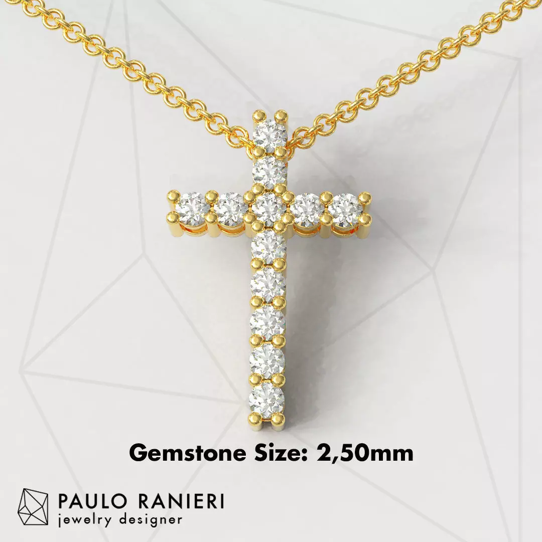 Diamond Cross Pendant 3D print model_0