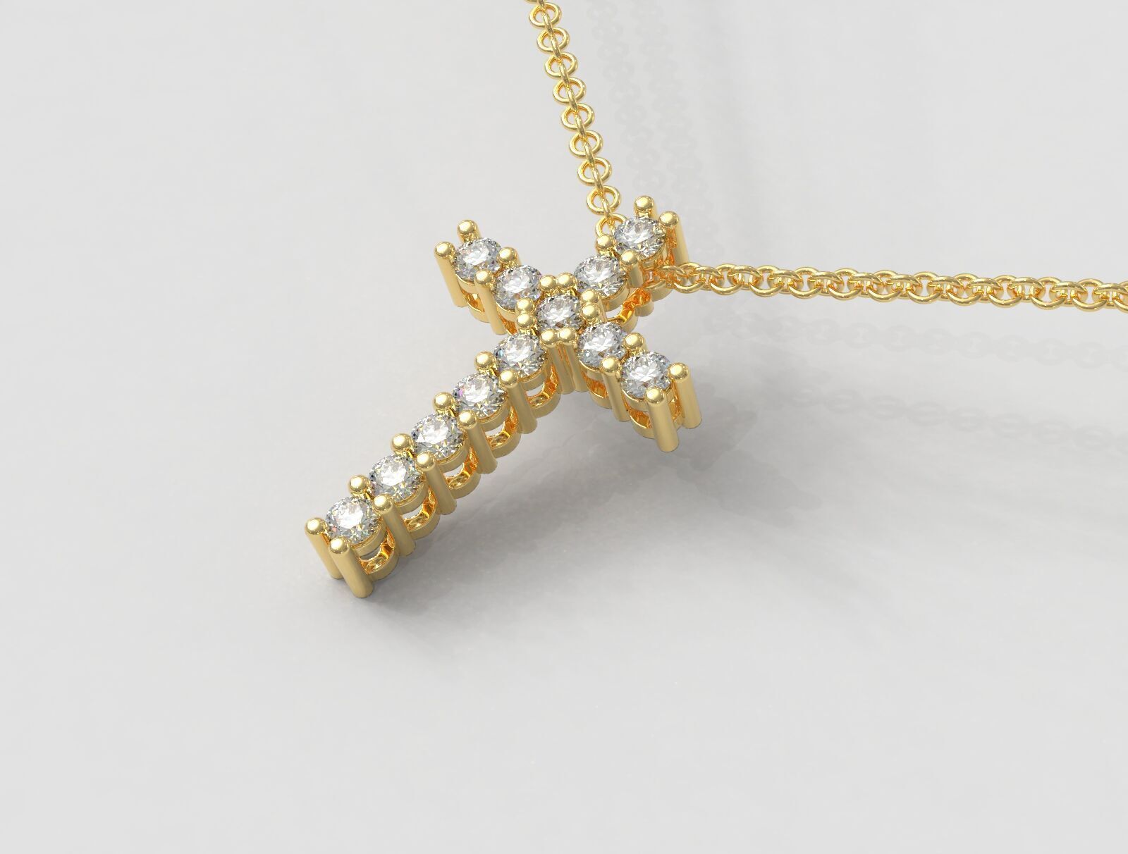 Diamond Cross Pendant 3D print model_1