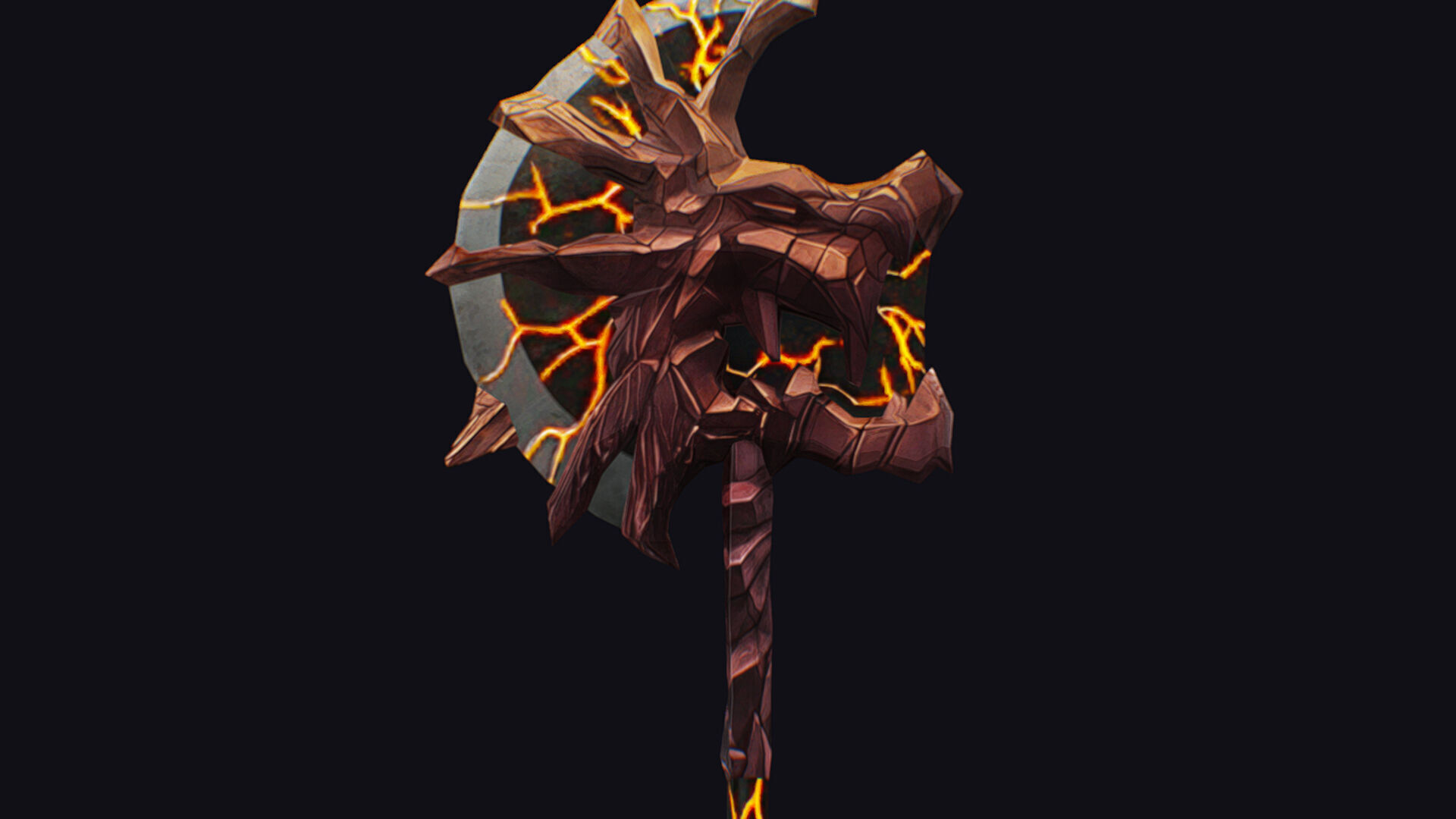 Axe Twohanded Large Weapon Cutting Fantasy Melee Hatchet Low-poly 3D model_9
