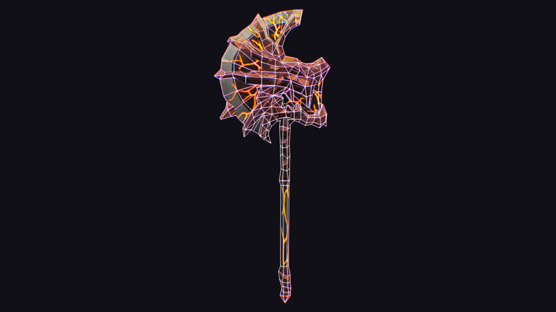 Axe Twohanded Large Weapon Cutting Fantasy Melee Hatchet Low-poly 3D model_12