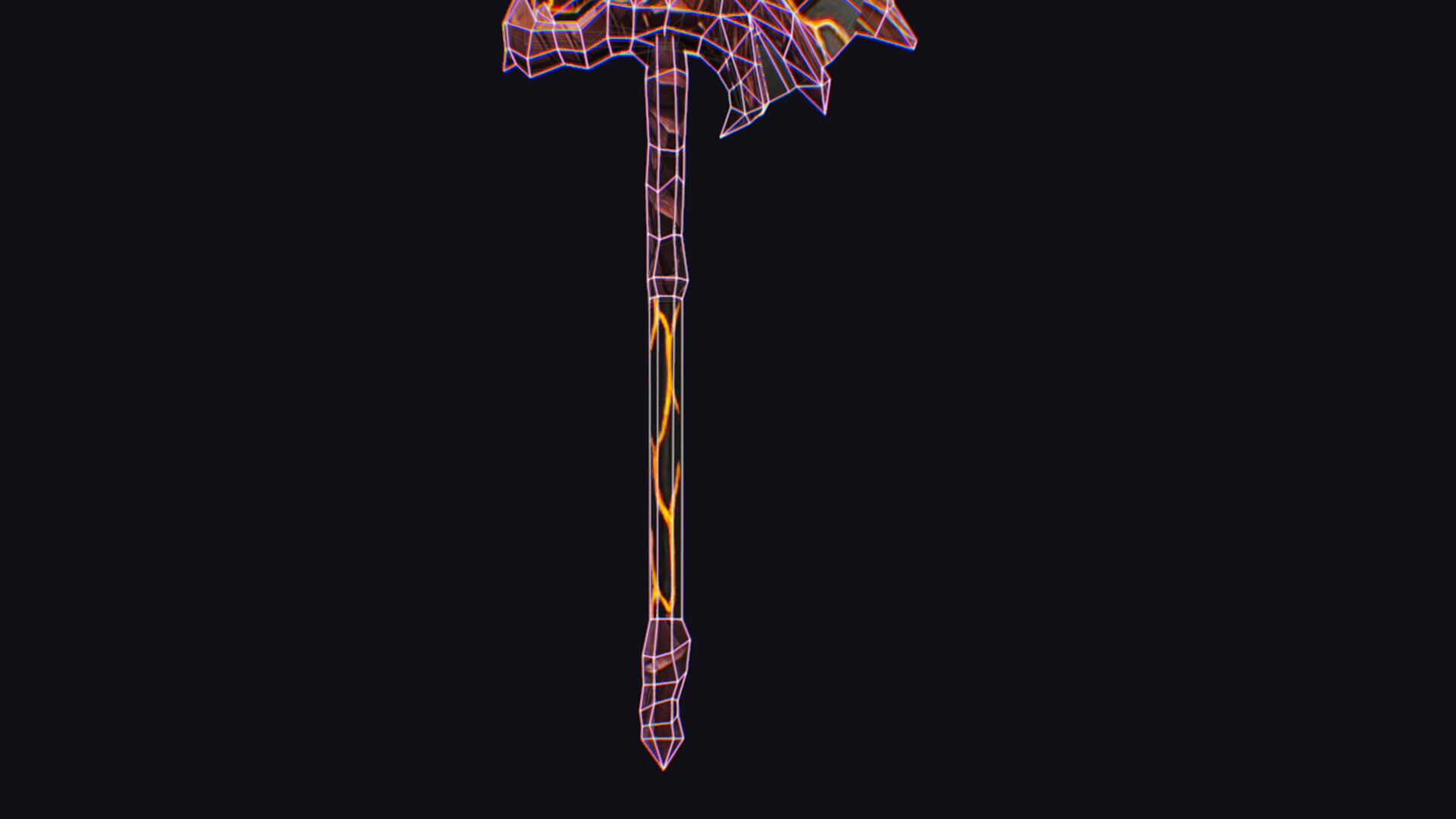 Axe Twohanded Large Weapon Cutting Fantasy Melee Hatchet Low-poly 3D model_15