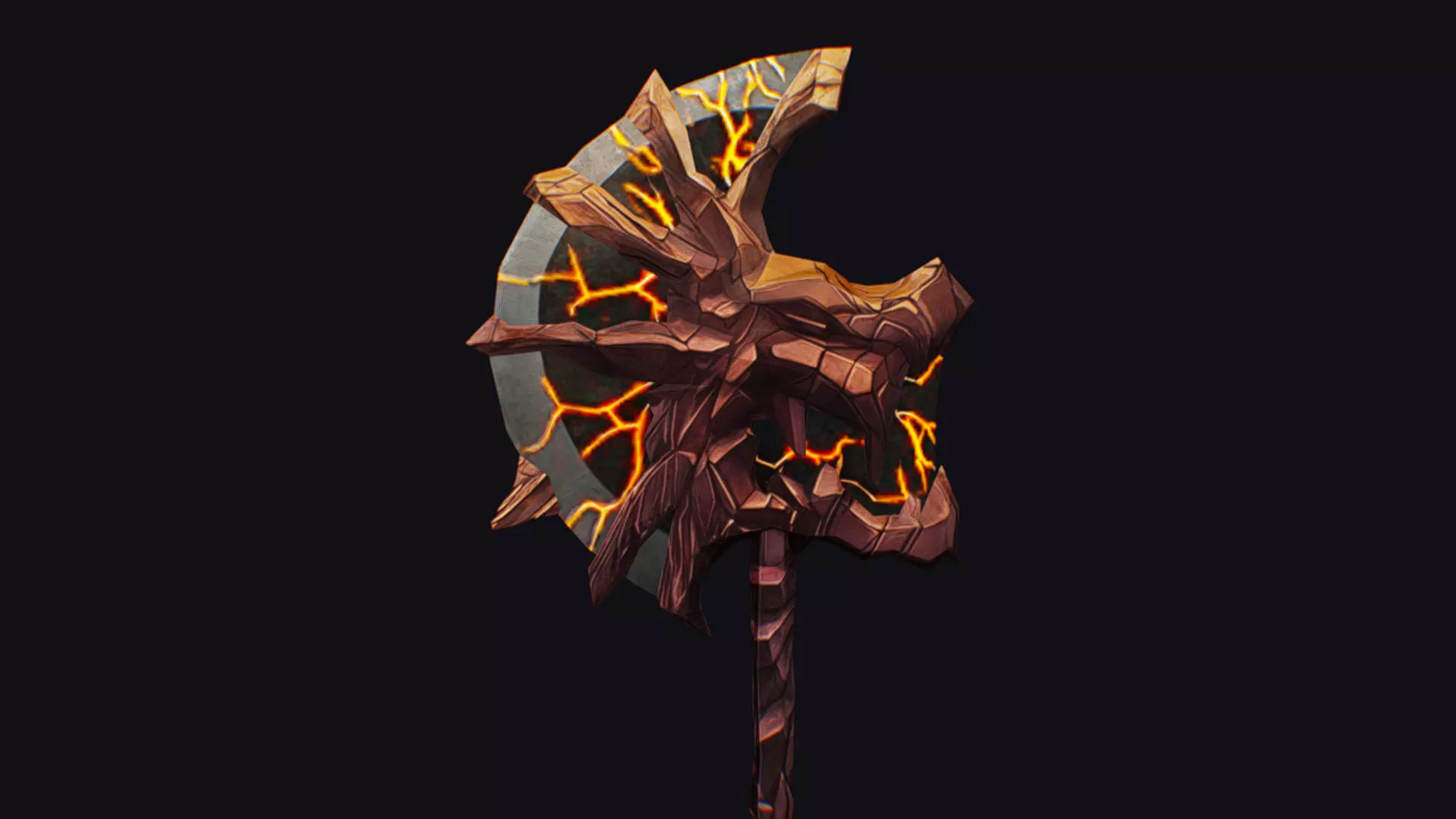 Axe Twohanded Large Weapon Cutting Fantasy Melee Hatchet Low-poly 3D model_0