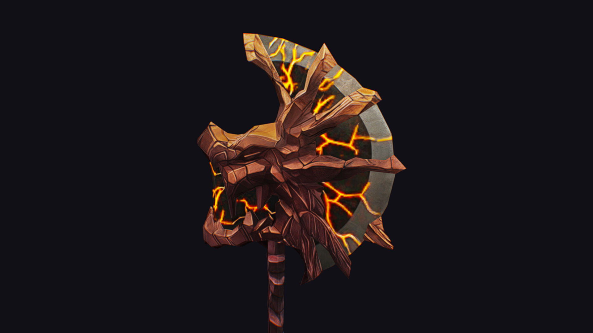 Axe Twohanded Large Weapon Cutting Fantasy Melee Hatchet Low-poly 3D model_7
