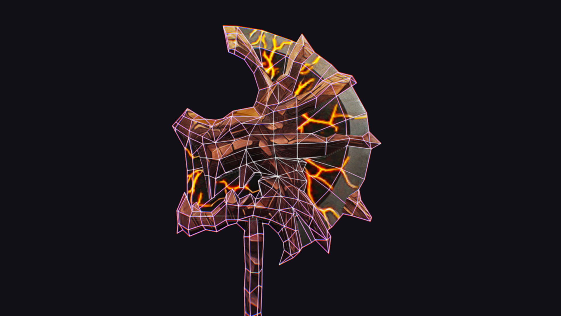 Axe Twohanded Large Weapon Cutting Fantasy Melee Hatchet Low-poly 3D model_14