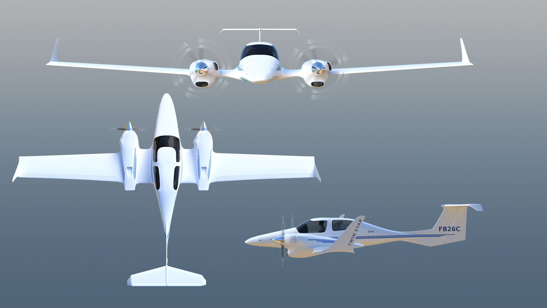 Diamond DA42 Twin Star 3D model_2