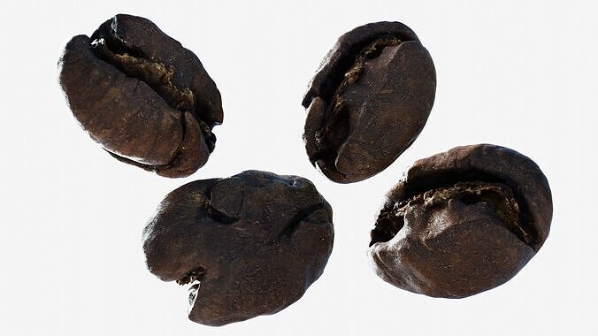 Scanned roasted coffee bean  Low-poly 3D model 2