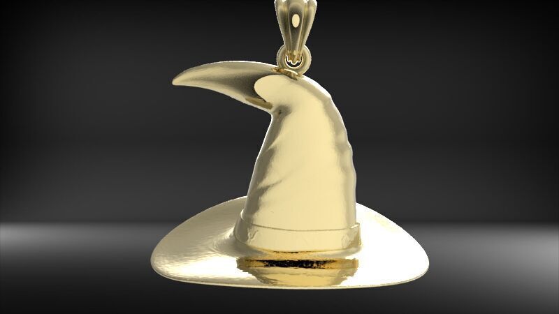 Antique 3D Witch Hat Charm Pendant Jewelry 3D print model_3