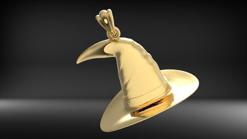 Antique 3D Witch Hat Charm Pendant Jewelry 3D print model_10