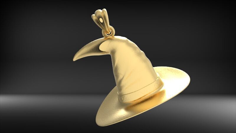 Antique 3D Witch Hat Charm Pendant Jewelry 3D print model_13