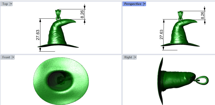 Antique 3D Witch Hat Charm Pendant Jewelry 3D print model_21