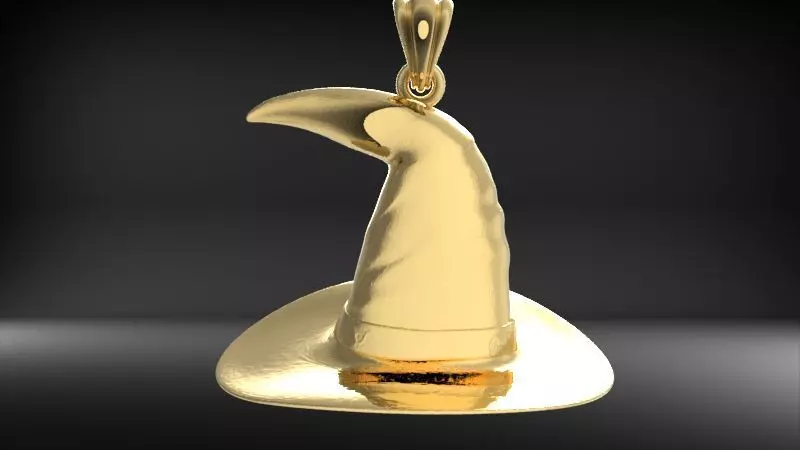 Antique 3D Witch Hat Charm Pendant Jewelry 3D print model_0
