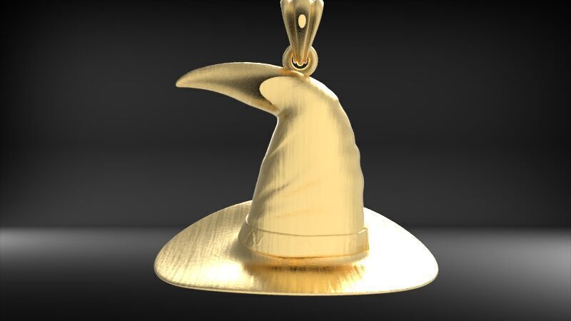 Antique 3D Witch Hat Charm Pendant Jewelry 3D print model_6