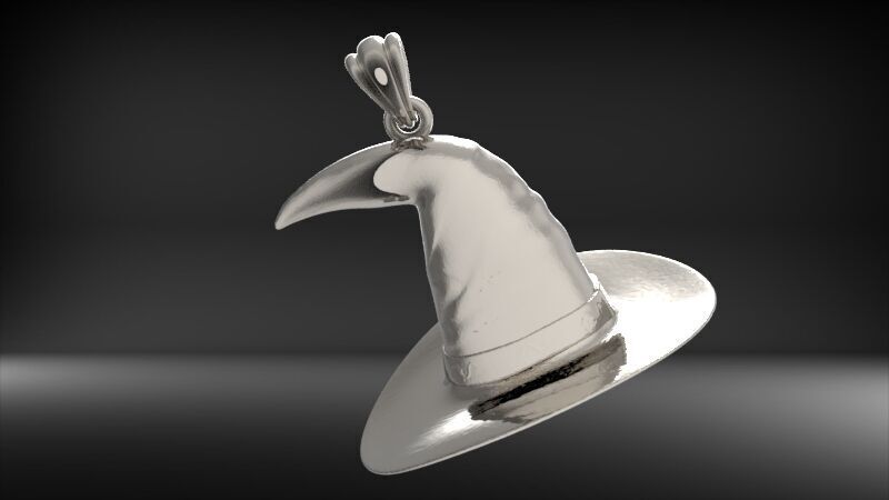 Antique 3D Witch Hat Charm Pendant Jewelry 3D print model_9