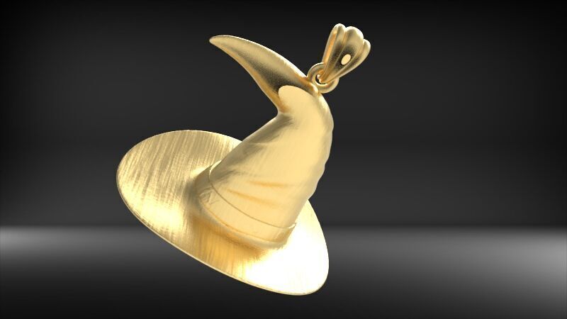 Antique 3D Witch Hat Charm Pendant Jewelry 3D print model_8