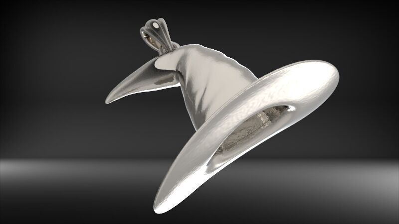 Antique 3D Witch Hat Charm Pendant Jewelry 3D print model_7