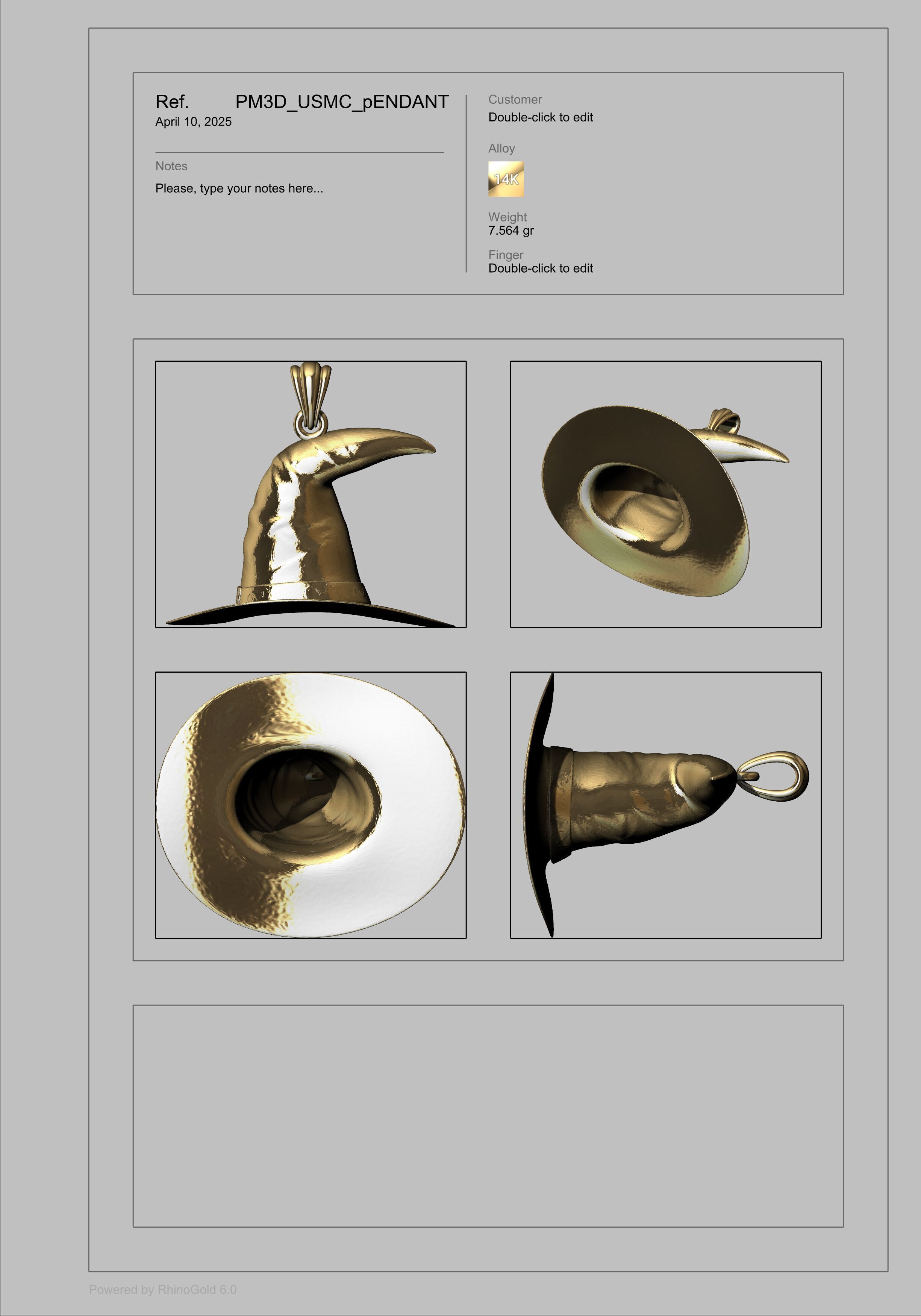 Antique 3D Witch Hat Charm Pendant Jewelry 3D print model_23