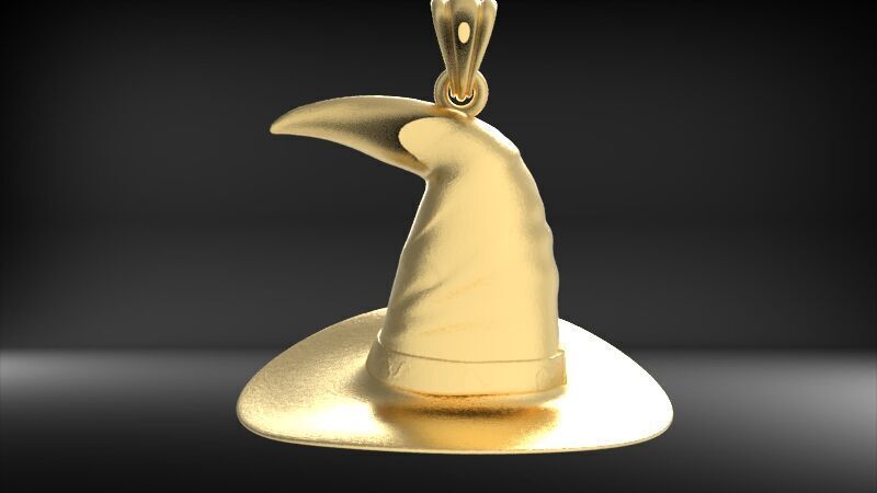 Antique 3D Witch Hat Charm Pendant Jewelry 3D print model_5