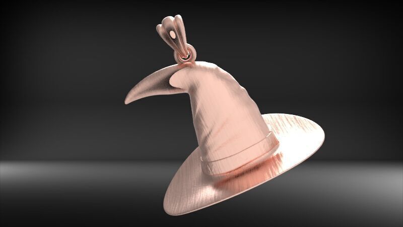 Antique 3D Witch Hat Charm Pendant Jewelry 3D print model_17