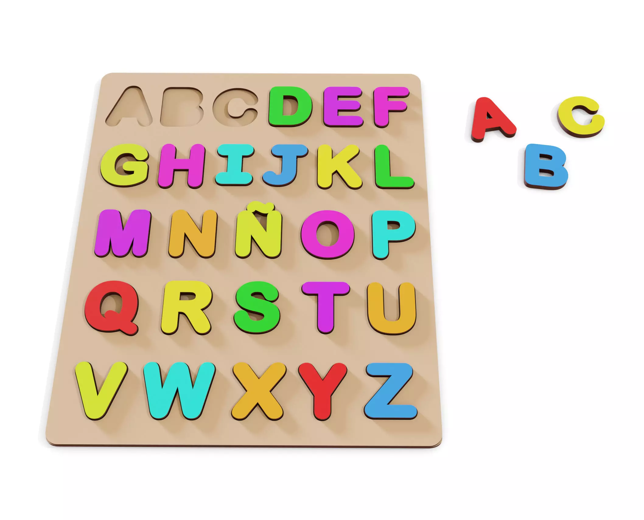 Abecedario Mayuscula Script encajable 3D print model