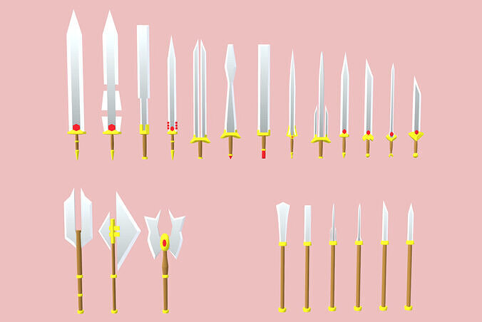 Low-Poly Melee Weapons Pack Low-poly 3D model