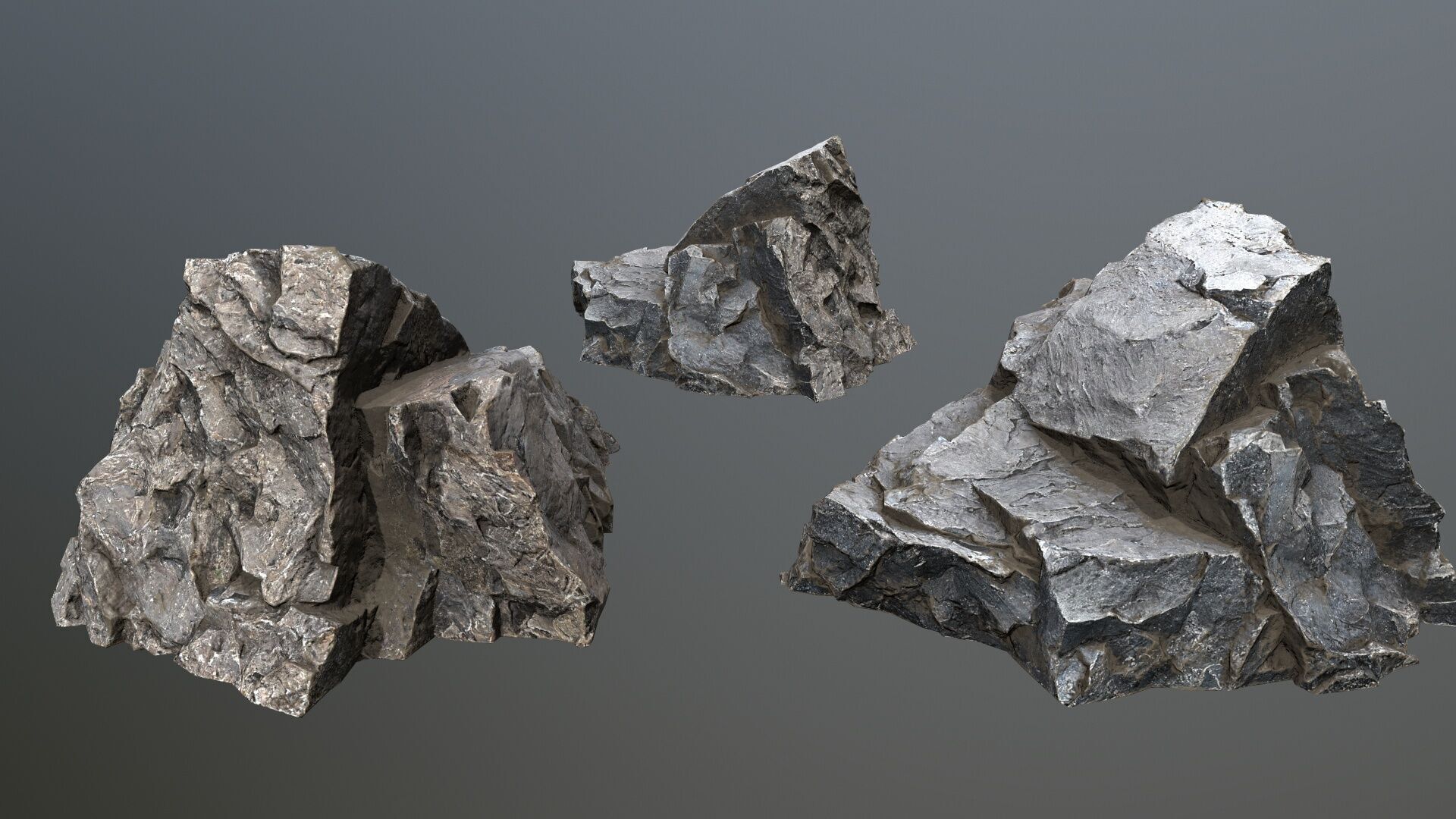 cliff rocks Low-poly 3D model_3