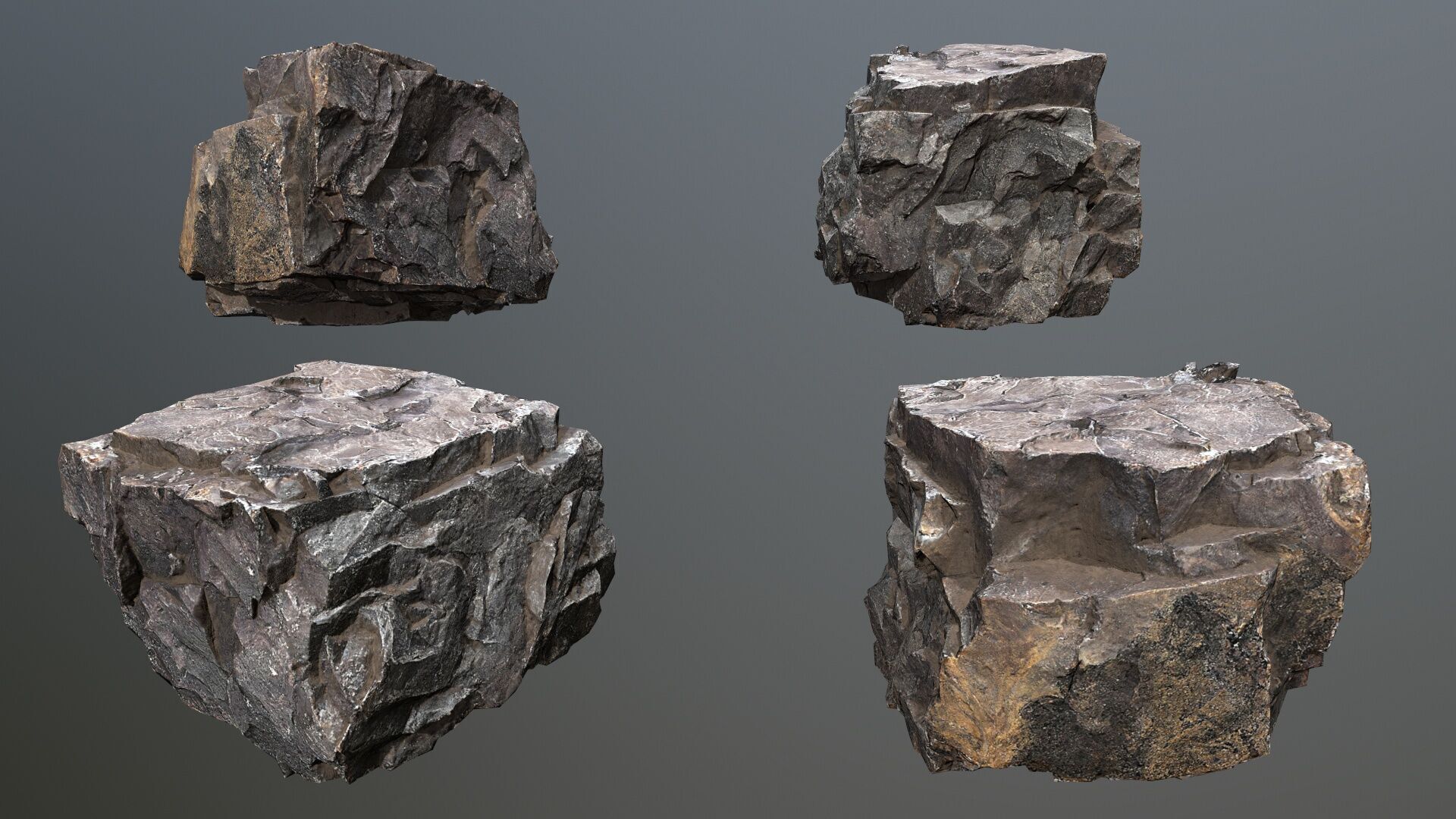 cliff rocks Low-poly 3D model_2