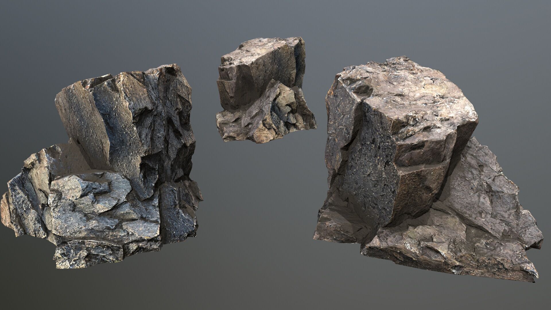cliff rocks Low-poly 3D model_5