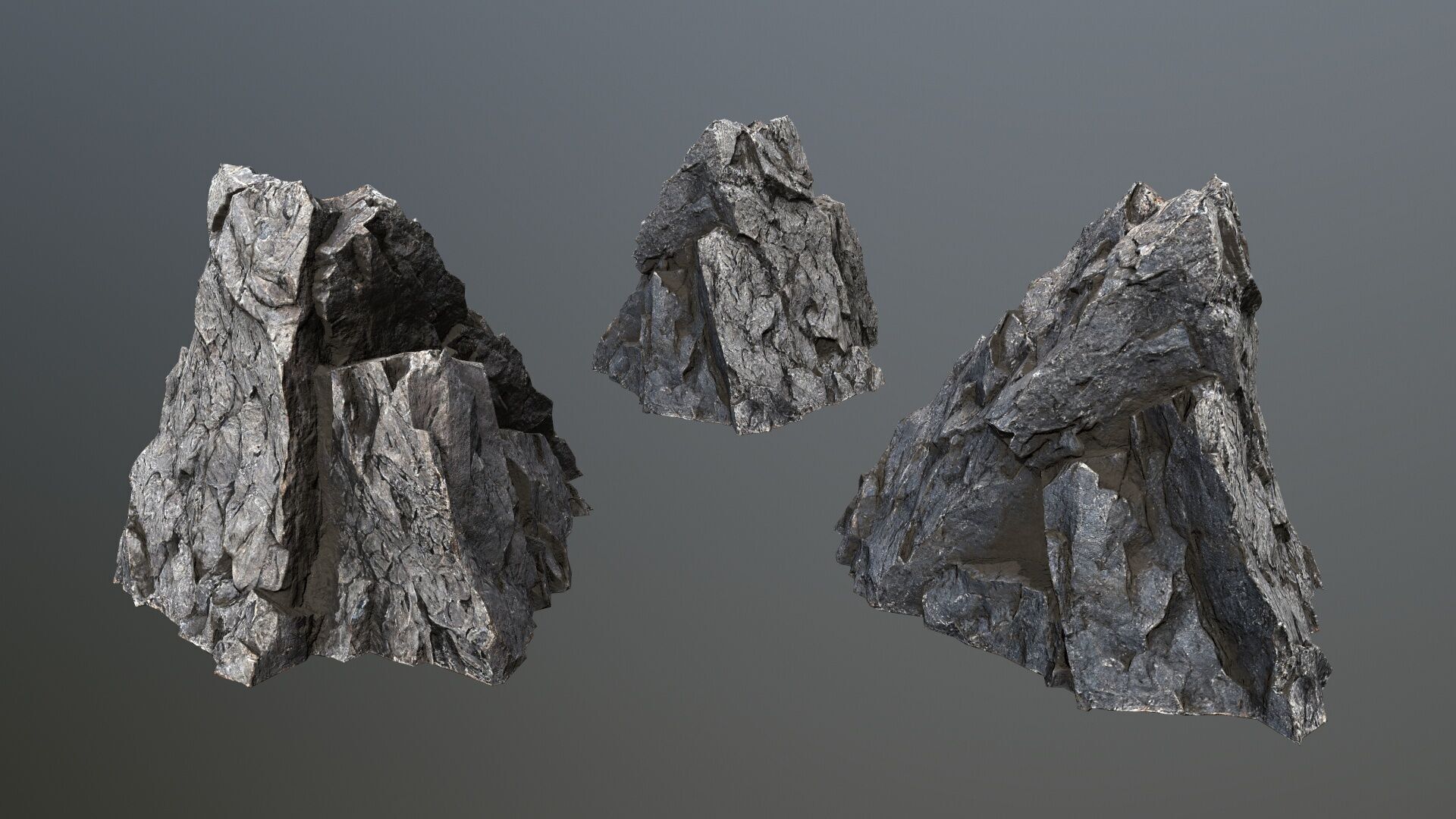 cliff rocks Low-poly 3D model_4