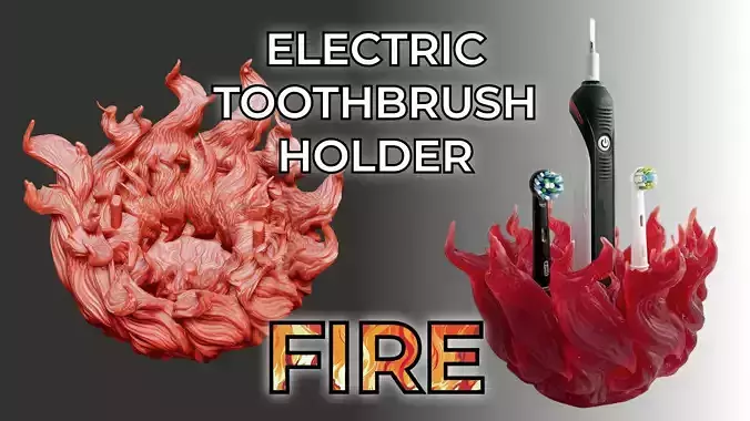 Electric Toothbrush Stand Holder Oral B Cthulhu Fire 3D Print