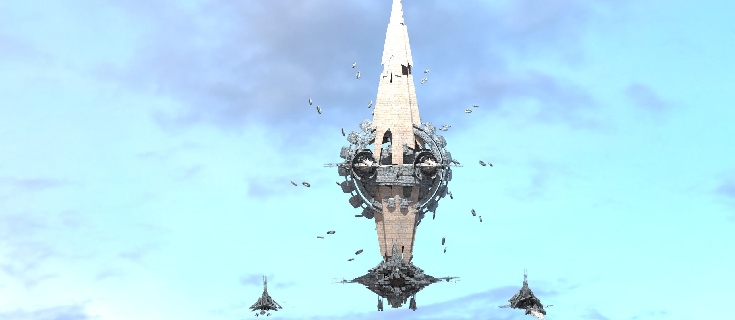 interstellar Sci fi pharaoh Archway rings Low-poly 3D model_1