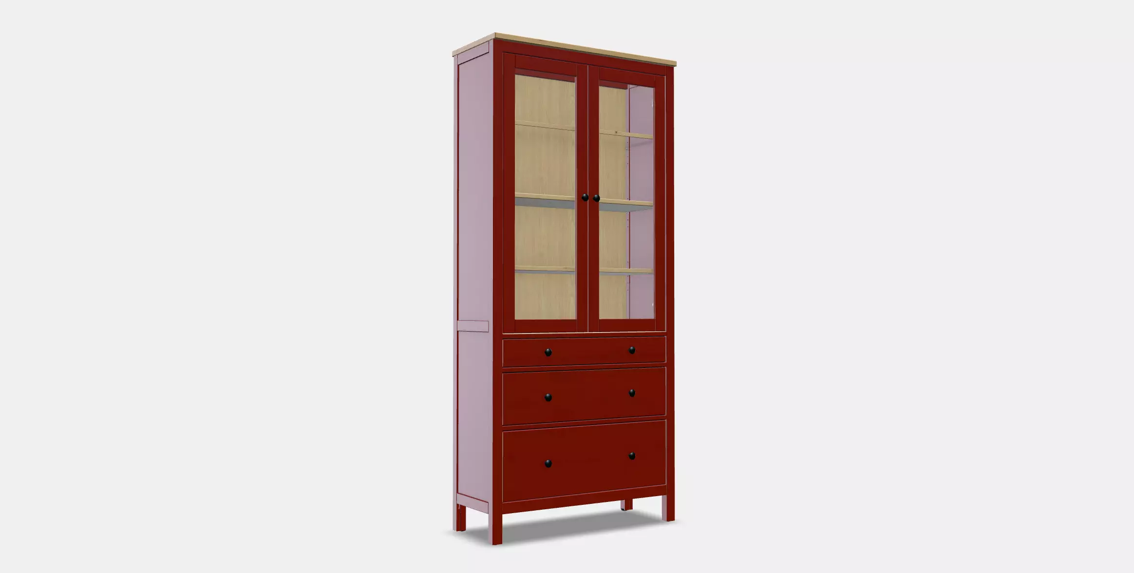 HEMNES Glass-door cabinet with 3 drawers 2 3D model_0