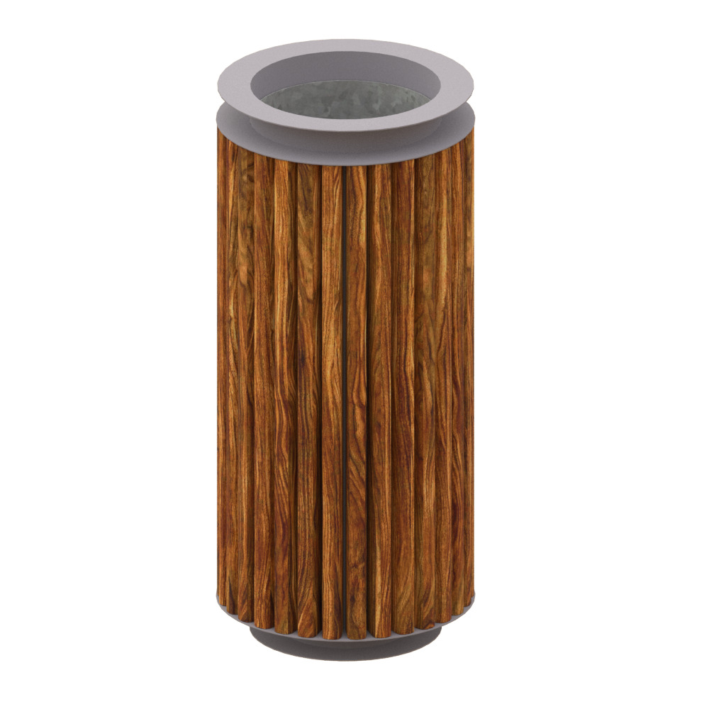Outdoor trash can set Low-poly 3D model_5