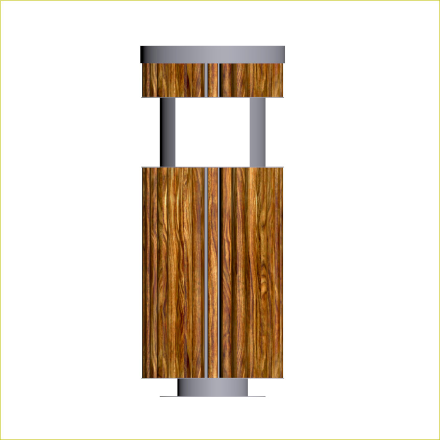 Outdoor trash can set Low-poly 3D model_25