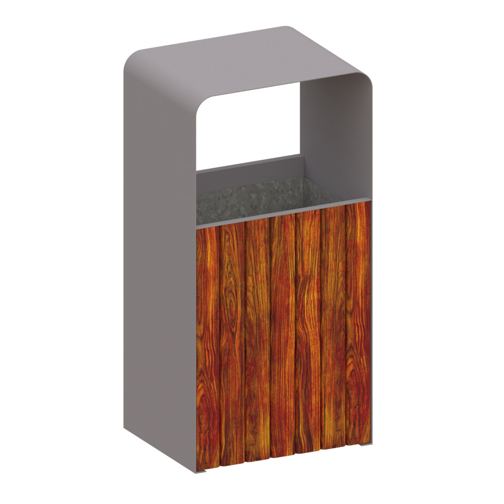 Outdoor trash can set Low-poly 3D model_15