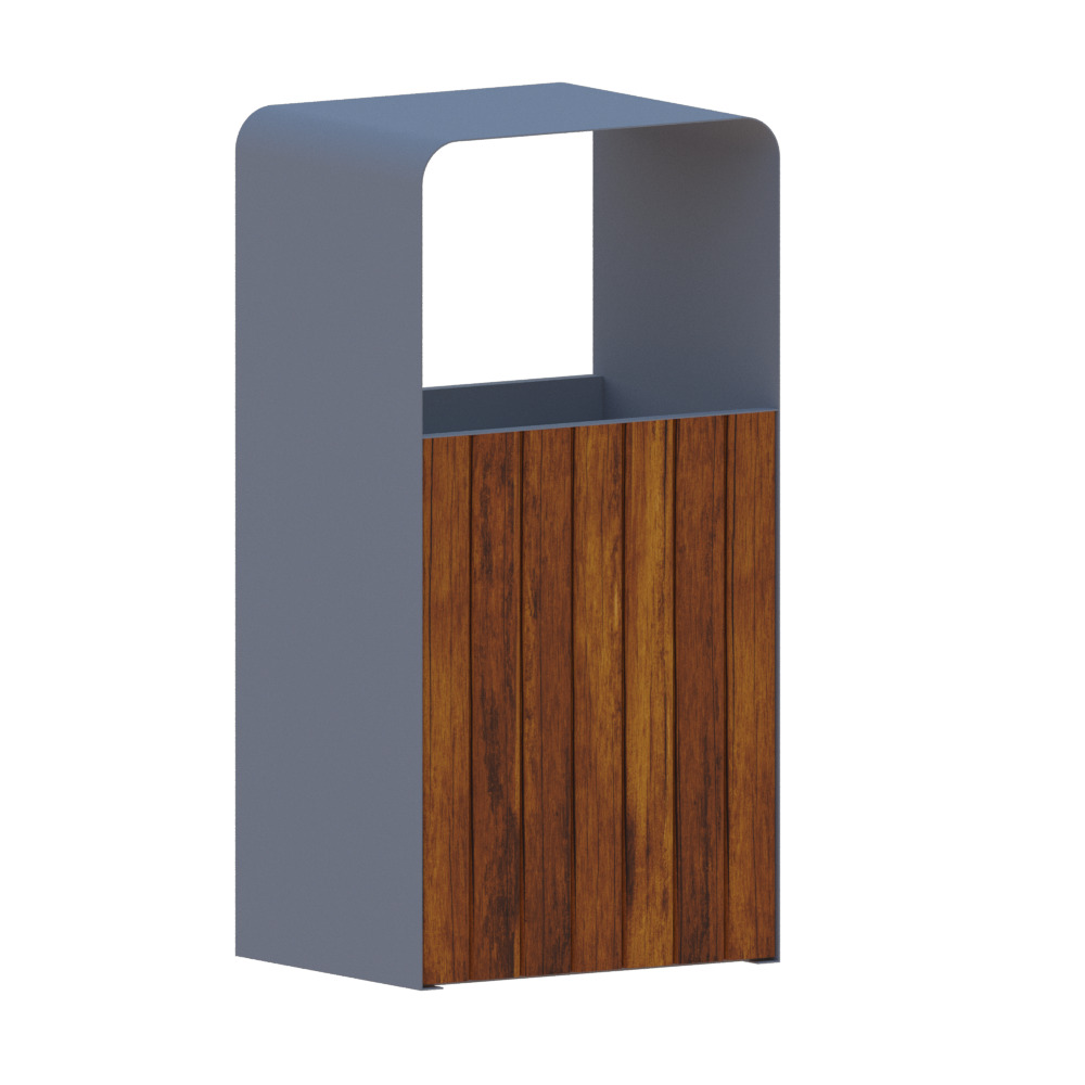 Outdoor trash can set Low-poly 3D model_13