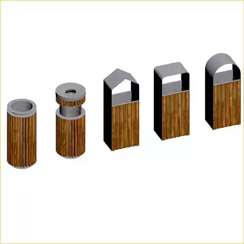 Outdoor trash can set Low-poly 3D model