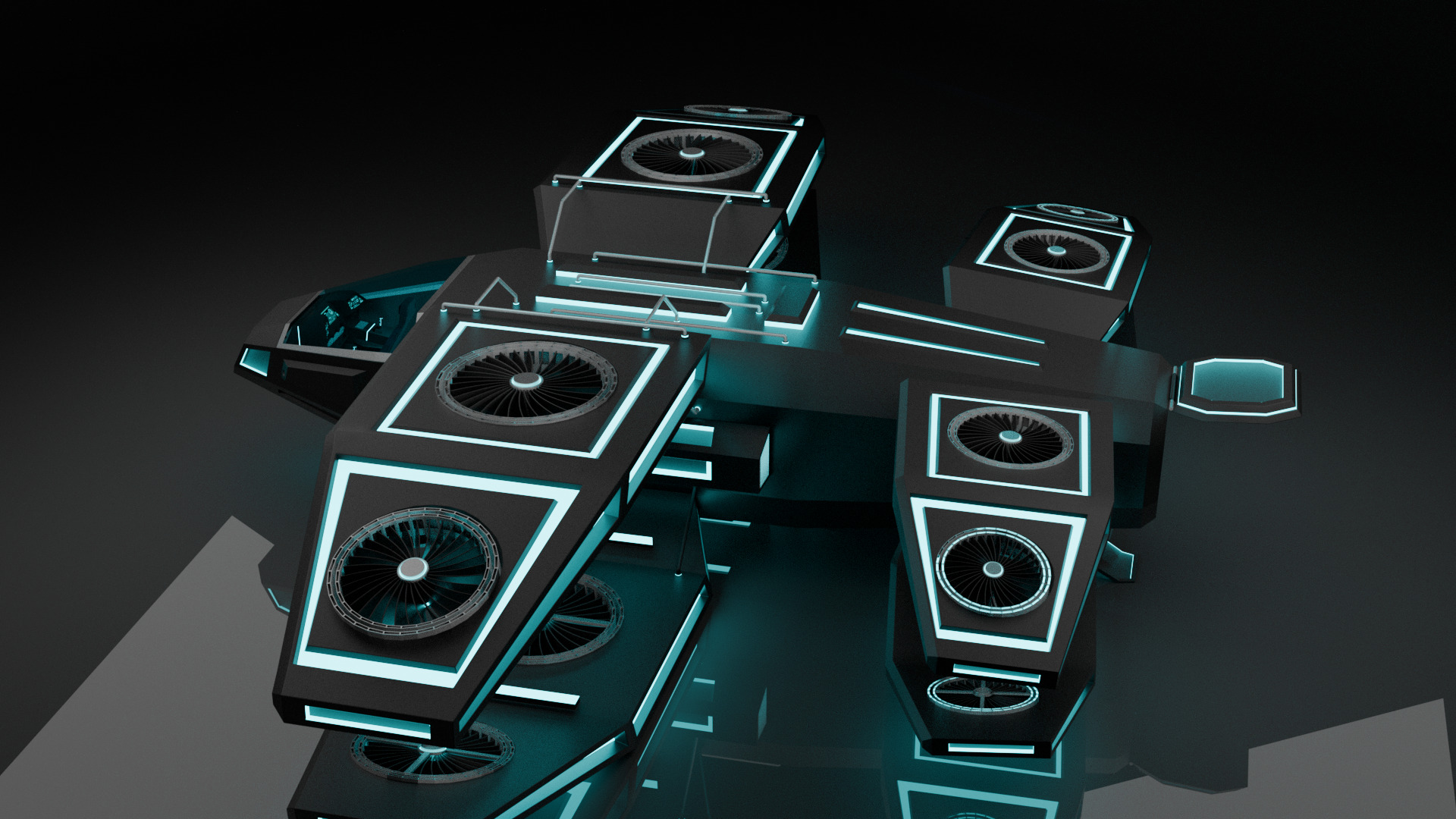 Sci Fi Air Craft Low-poly 3D model_4