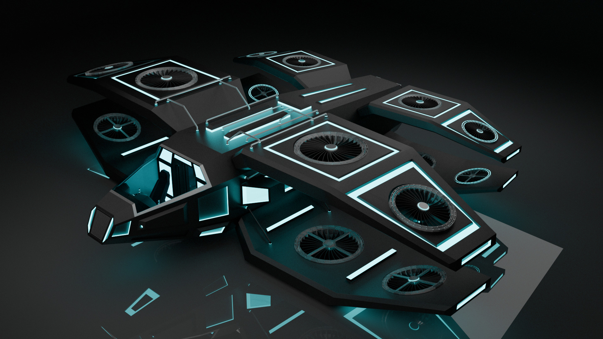 Sci Fi Air Craft Low-poly 3D model_15