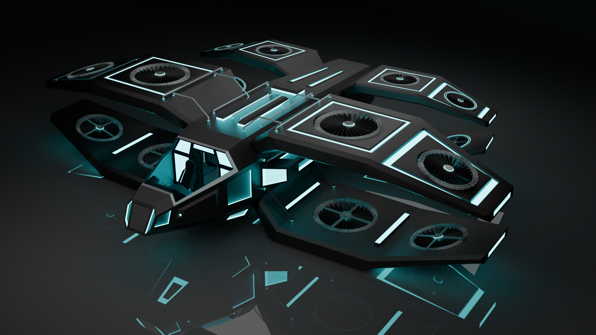 Sci Fi Air Craft Low-poly 3D model_14