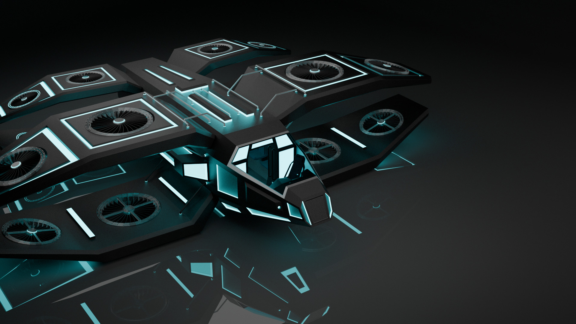 Sci Fi Air Craft Low-poly 3D model_9