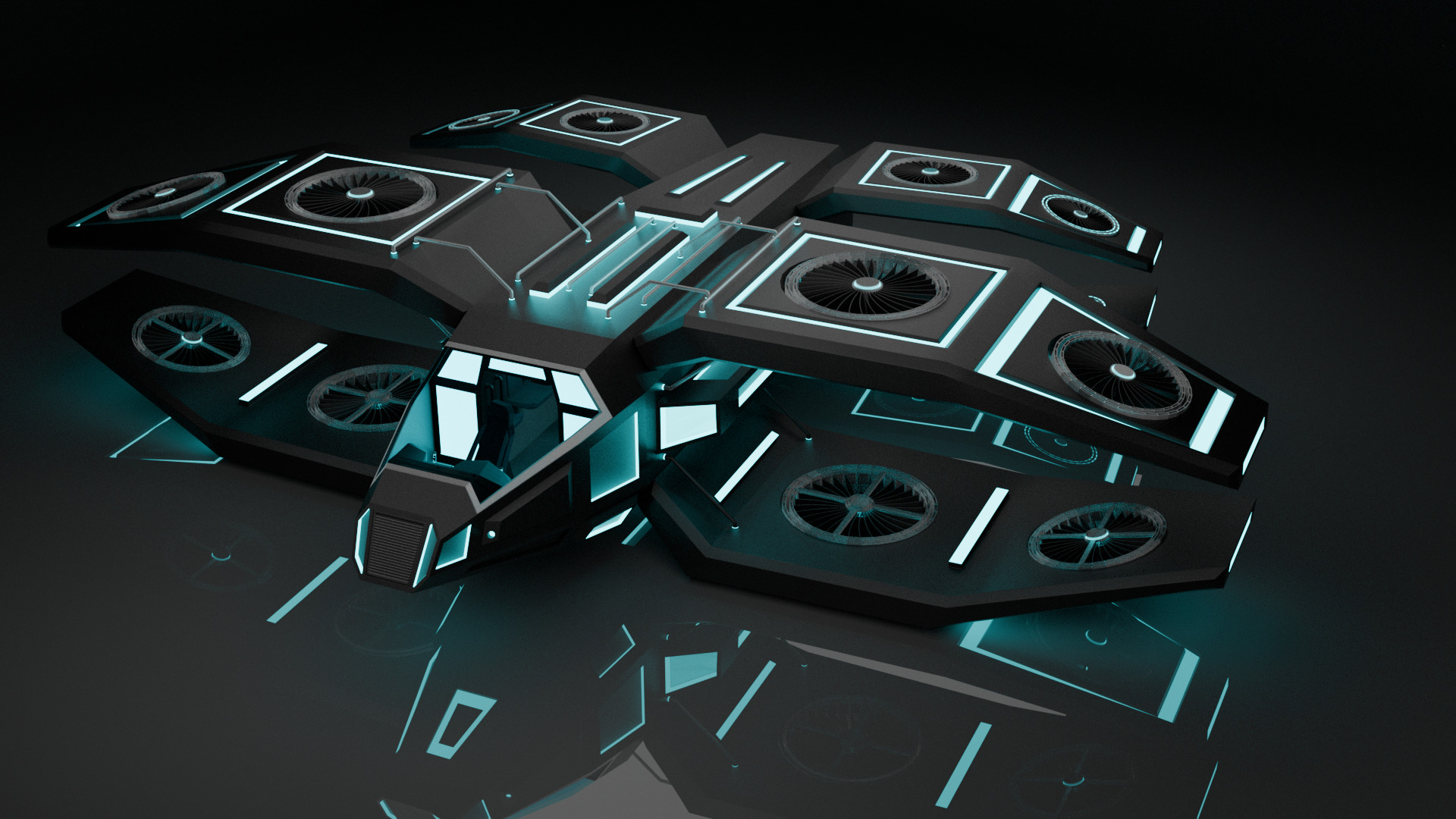 Sci Fi Air Craft Low-poly 3D model_13