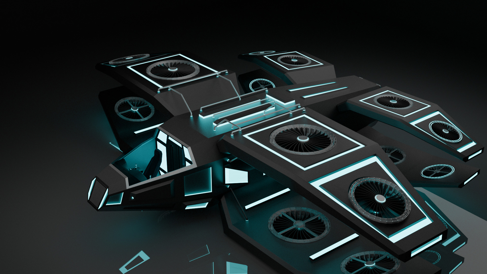 Sci Fi Air Craft Low-poly 3D model_16