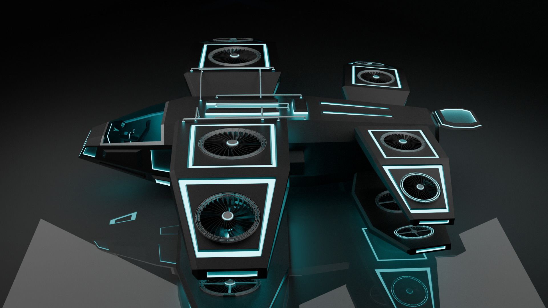 Sci Fi Air Craft Low-poly 3D model_3