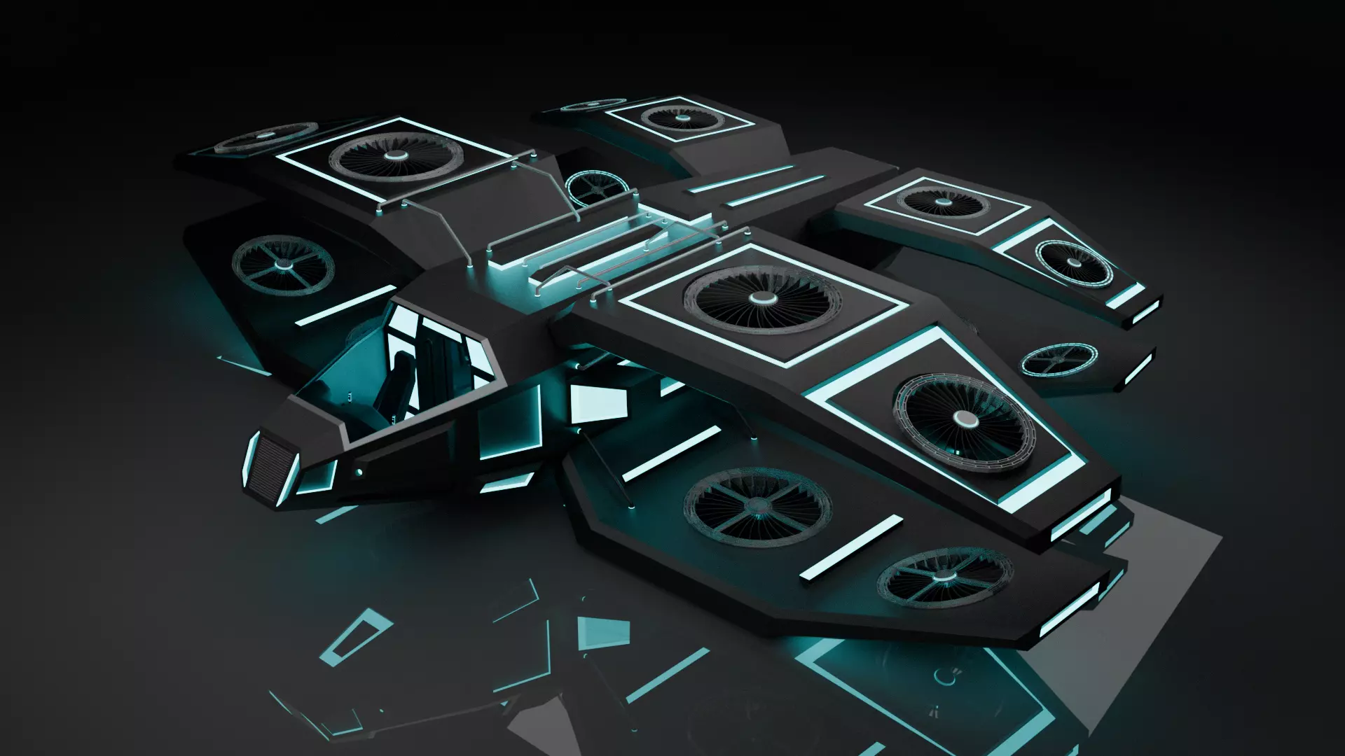 Sci Fi Air Craft Low-poly 3D model_0