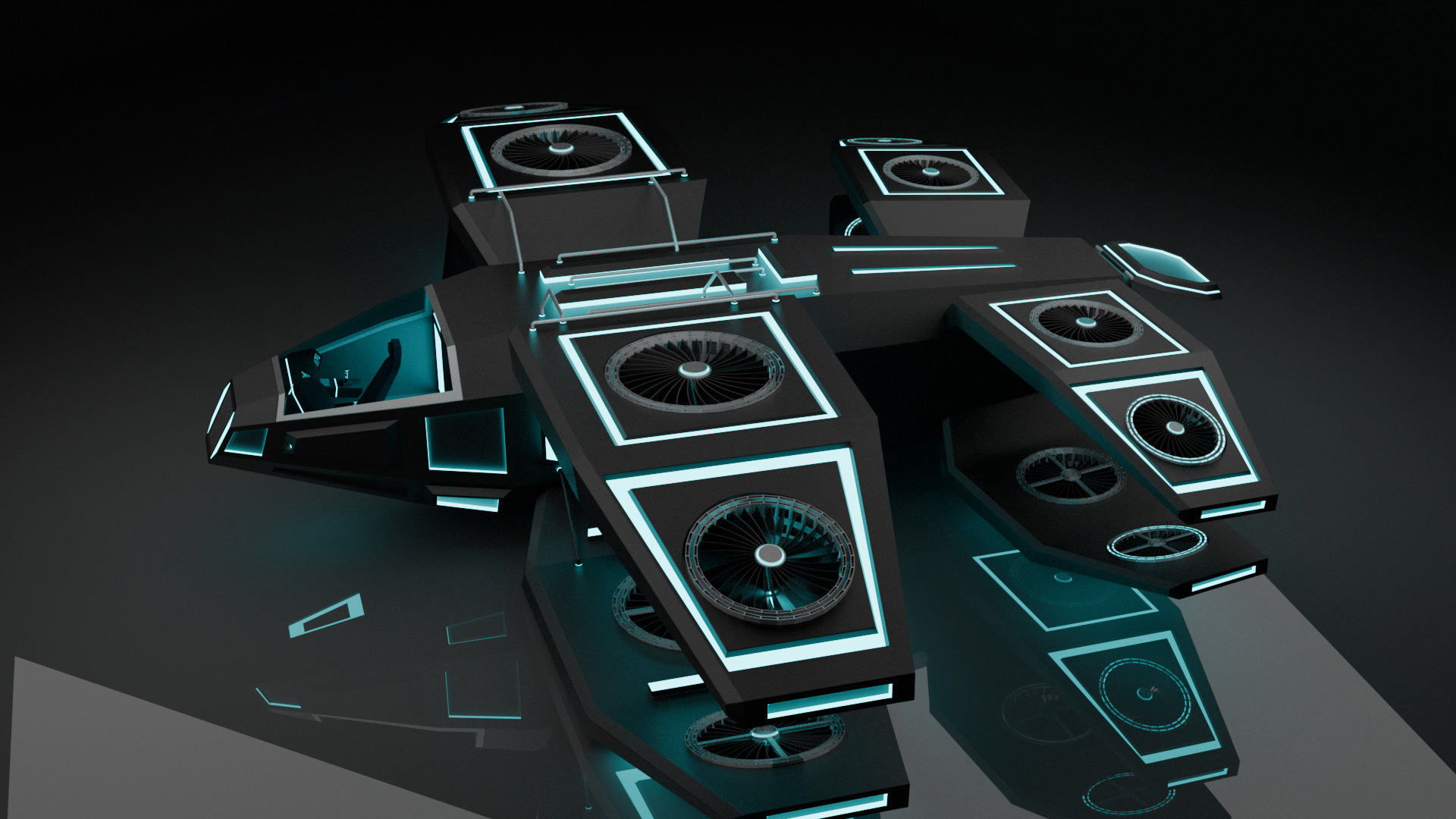 Sci Fi Air Craft Low-poly 3D model_2