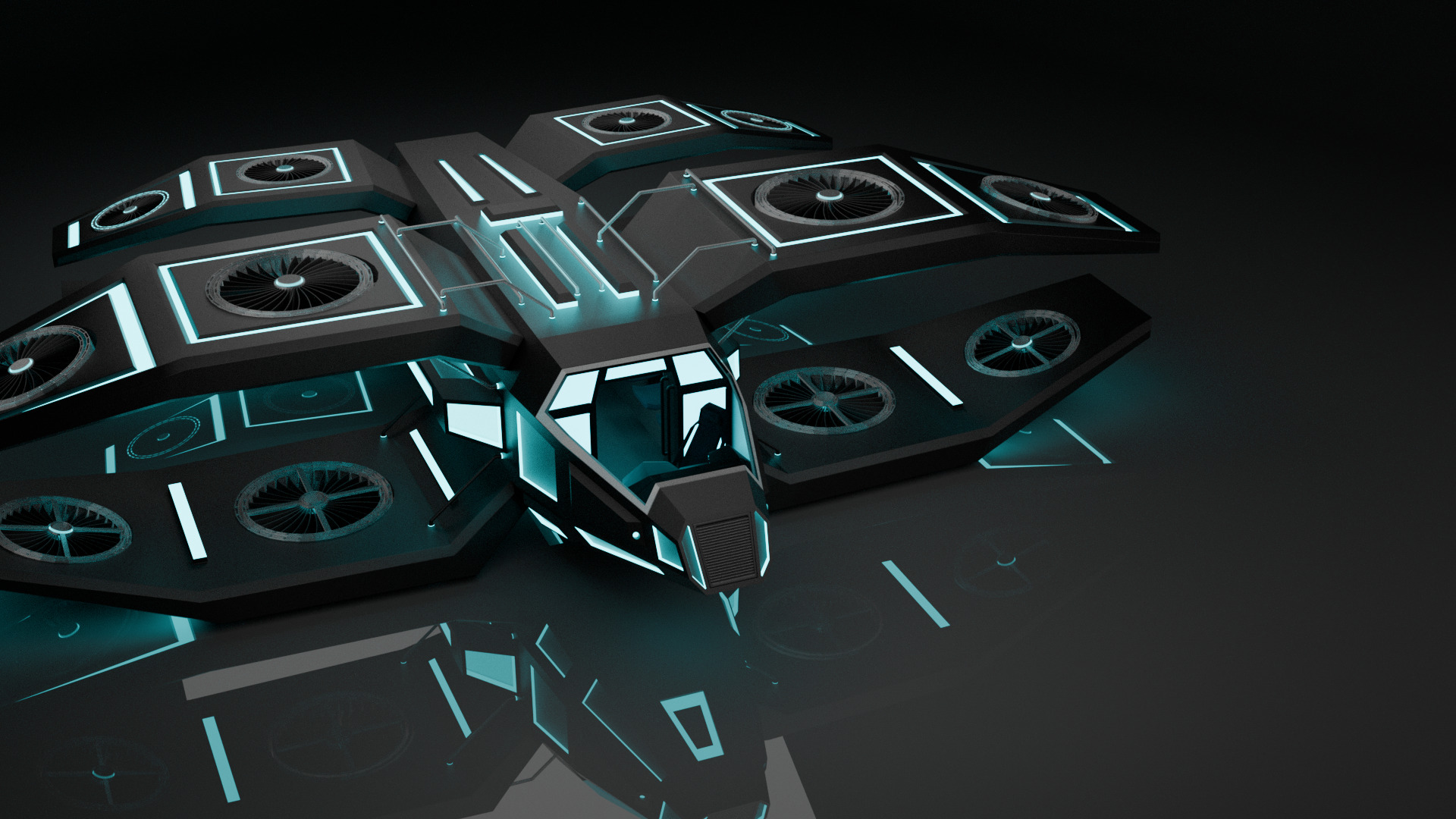 Sci Fi Air Craft Low-poly 3D model_10